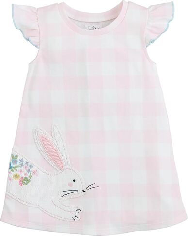 Mud Pie Baby Girls Bunny Check Tshirt Dress Pink in Kuwait