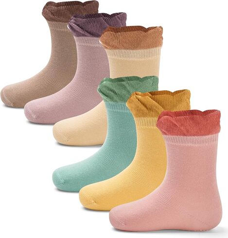 Baby Boys Socks Cotton Crew Toddler Socks with Grips Anti Skid Bottom Socks 6 Pack in Saudi Arabia