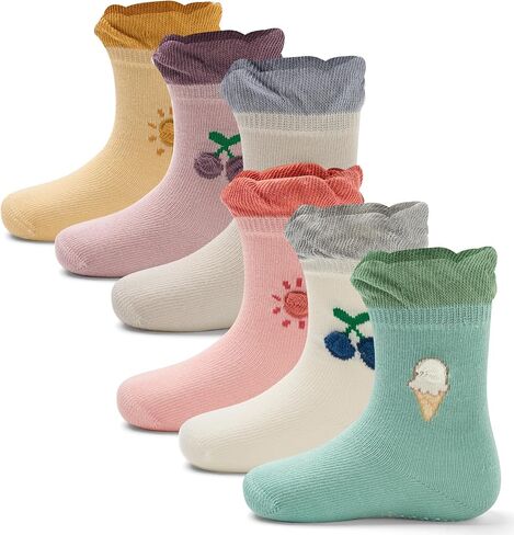 Baby Boys Socks Cotton Crew Toddler Socks with Grips Anti Skid Bottom Socks 6 Pack in Saudi Arabia