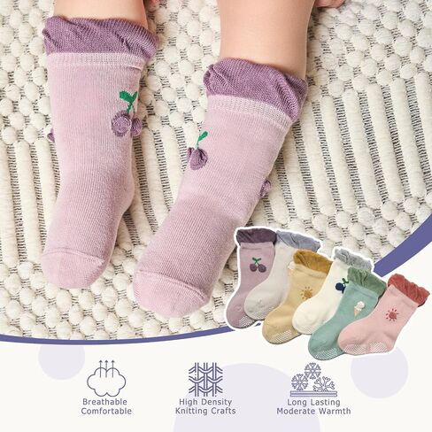 Baby Boys Socks Cotton Crew Toddler Socks with Grips Anti Skid Bottom Socks 6 Pack in Saudi Arabia