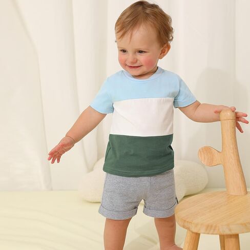 SYNPOS طفل صبي طقم ملابس صيفي بيبي بوي مجموعات قصيرة غير رسمية بيبي بوي القطن مجموعة ملابس 6M 12M 18M 24M 2T 3T in Kuwait