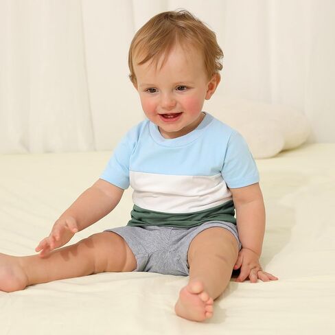 SYNPOS طفل صبي طقم ملابس صيفي بيبي بوي مجموعات قصيرة غير رسمية بيبي بوي القطن مجموعة ملابس 6M 12M 18M 24M 2T 3T in Kuwait