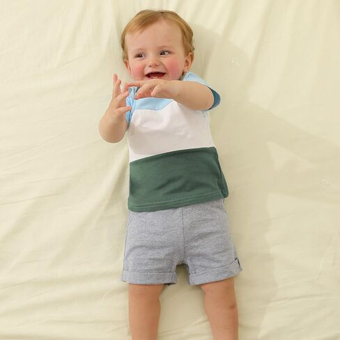 SYNPOS طفل صبي طقم ملابس صيفي بيبي بوي مجموعات قصيرة غير رسمية بيبي بوي القطن مجموعة ملابس 6M 12M 18M 24M 2T 3T in Kuwait