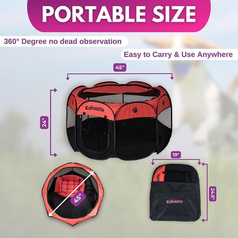Combffle Salon 3-in-1 Pet Playpen, Sofa & Bed - Portable & Foldable with Removable Zipper Top - Indoor/Outdoor Comfort & Support for Medium Dogs, Puppies & Cats in Saudi Arabia
