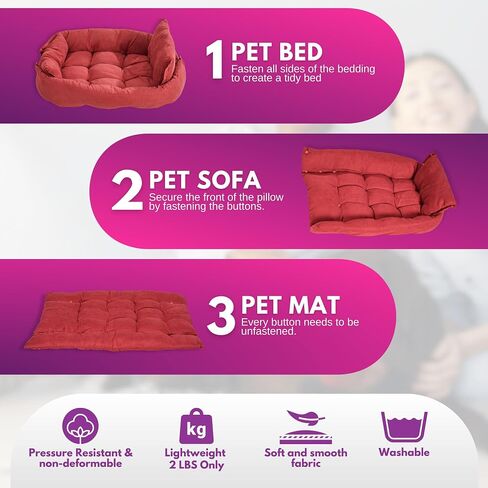 Combffle Salon 3-in-1 Pet Playpen, Sofa & Bed - Portable & Foldable with Removable Zipper Top - Indoor/Outdoor Comfort & Support for Medium Dogs, Puppies & Cats in Saudi Arabia