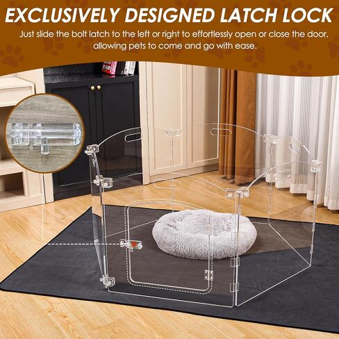 Dog Playpen OR Extra Wide 144" House Dog Gates 2-in-1 – Foldable 6 Panel Acrylic Indoor Fence, Clear Pet Gate with Door, 24" Tall Freestanding Play Pen for Puppy Small to Medium Dogs in Kuwait