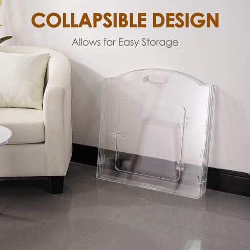 Dog Playpen OR Extra Wide 144" House Dog Gates 2-in-1 – Foldable 6 Panel Acrylic Indoor Fence, Clear Pet Gate with Door, 24" Tall Freestanding Play Pen for Puppy Small to Medium Dogs in Kuwait