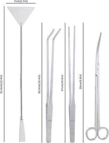 مجموعة أدوات Aquascape مكونة من 4 قطع، تتضمن أدوات Aquascaping المصنوعة من الفولاذ المقاوم للصدأ LCCOWOT ملاقط طويلة لحوض السمك، وملقط تغذية، ومقص لحوض السمك، ومكشطة طحالب لحوض السمك لخزان الأسماك، ونبات التنظيف، والتشذيب in Kuwait