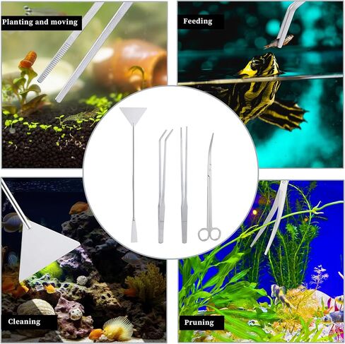مجموعة أدوات Aquascape مكونة من 4 قطع، تتضمن أدوات Aquascaping المصنوعة من الفولاذ المقاوم للصدأ LCCOWOT ملاقط طويلة لحوض السمك، وملقط تغذية، ومقص لحوض السمك، ومكشطة طحالب لحوض السمك لخزان الأسماك، ونبات التنظيف، والتشذيب in Kuwait