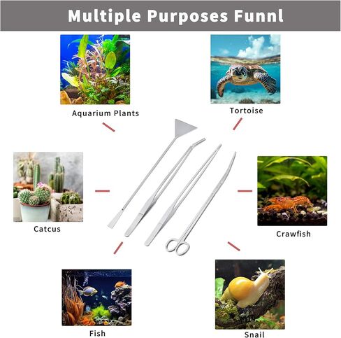 مجموعة أدوات Aquascape مكونة من 4 قطع، تتضمن أدوات Aquascaping المصنوعة من الفولاذ المقاوم للصدأ LCCOWOT ملاقط طويلة لحوض السمك، وملقط تغذية، ومقص لحوض السمك، ومكشطة طحالب لحوض السمك لخزان الأسماك، ونبات التنظيف، والتشذيب in Kuwait