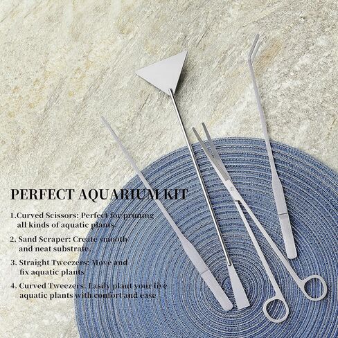 مجموعة أدوات Aquascape مكونة من 4 قطع، تتضمن أدوات Aquascaping المصنوعة من الفولاذ المقاوم للصدأ LCCOWOT ملاقط طويلة لحوض السمك، وملقط تغذية، ومقص لحوض السمك، ومكشطة طحالب لحوض السمك لخزان الأسماك، ونبات التنظيف، والتشذيب in Kuwait