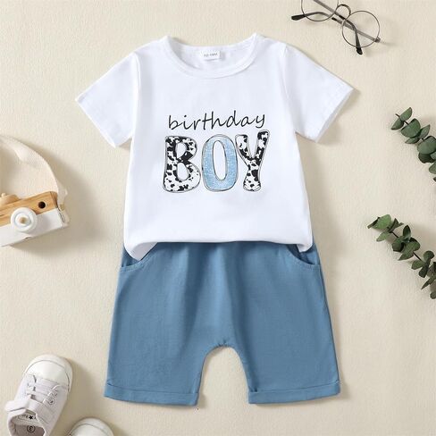 مجموعة ملابس Viworld لعيد الميلاد للأولاد الصغار بأكمام قصيرة وقميص مطبوع عليه حروف وبنطلون قصير على شكل كعكة سماش in Kuwait