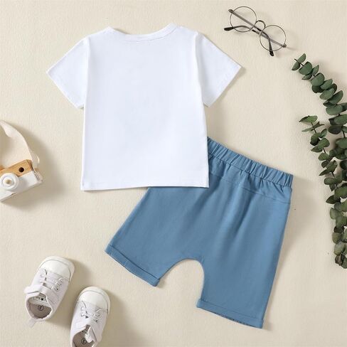 مجموعة ملابس Viworld لعيد الميلاد للأولاد الصغار بأكمام قصيرة وقميص مطبوع عليه حروف وبنطلون قصير على شكل كعكة سماش in Kuwait