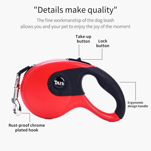 مقود الكلب القابل للسحب والمغطى بالمطاط المضاد للانزلاق - مقود تلقائي آمن ومريح لتمشية الكلاب دون عناء، مقود ممتاز قابل للسحب للحيوانات الأليفة in Kuwait