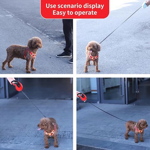 مقود الكلب القابل للسحب والمغطى بالمطاط المضاد للانزلاق - مقود تلقائي آمن ومريح لتمشية الكلاب دون عناء، مقود ممتاز قابل للسحب للحيوانات الأليفة in Kuwait
