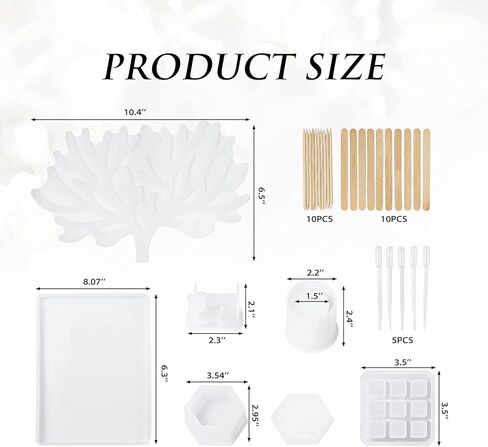 ISSEVE Silicone Epoxy Resin Molds 32Pcs Deer Makeup Jewelry Display Tray Molds Kit with 9-Slot Lipstick Organizer Pen Holder Hexagon Storage Box and Tools etc for DIY Resin Casting Crafts in Kuwait