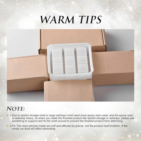 ISSEVE Silicone Epoxy Resin Molds 32Pcs Deer Makeup Jewelry Display Tray Molds Kit with 9-Slot Lipstick Organizer Pen Holder Hexagon Storage Box and Tools etc for DIY Resin Casting Crafts in Kuwait