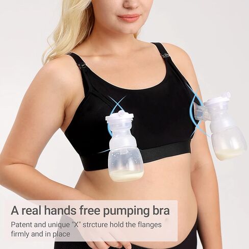 Momcozy Bra 2 Pack, Hands Free Pumping Bra and Seamless Nursing Bra, Large in Saudi Arabia