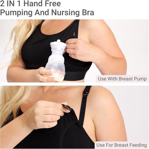 Momcozy Bra 2 Pack, Hands Free Pumping Bra and Seamless Nursing Bra, Large in Saudi Arabia