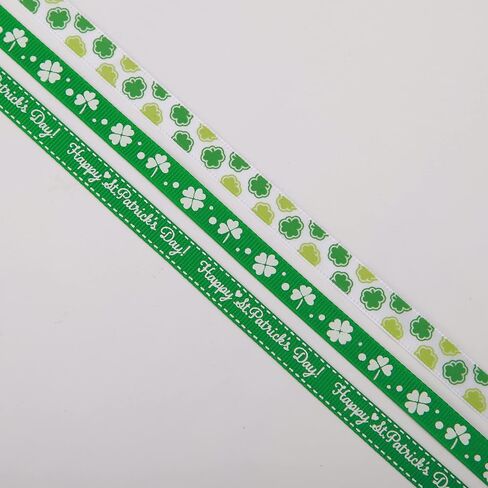 Meseey 30 ياردة شامروك Grosgrain شرائط 3/8 بوصة يوم الأيرلندي عيد القديس باتريك تحت عنوان البرسيم البوليستر الشريط لتغليف الهدايا ديكور الحفلات الحرفية والخياطة in Kuwait