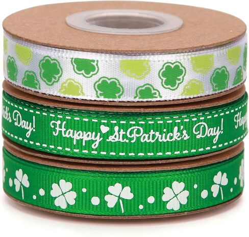 Meseey 30 ياردة شامروك Grosgrain شرائط 3/8 بوصة يوم الأيرلندي عيد القديس باتريك تحت عنوان البرسيم البوليستر الشريط لتغليف الهدايا ديكور الحفلات الحرفية والخياطة in Kuwait