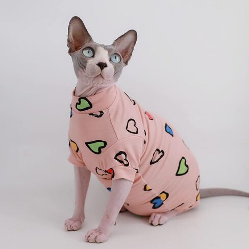 تي شيرت قطني لطيف للصيف من Sphynx بدون شعر للقطط، ملابس للحيوانات الأليفة، ياقة دائرية، قمصان للقطط (ديناصور، L (7.7-9.9 رطل)) in Kuwait