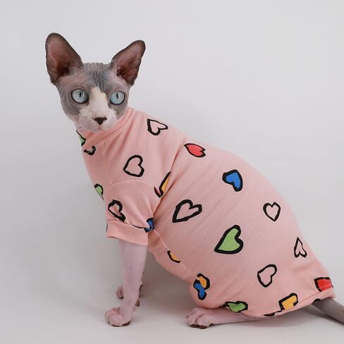 تي شيرت قطني لطيف للصيف من Sphynx بدون شعر للقطط، ملابس للحيوانات الأليفة، ياقة دائرية، قمصان للقطط (ديناصور، L (7.7-9.9 رطل)) in Kuwait
