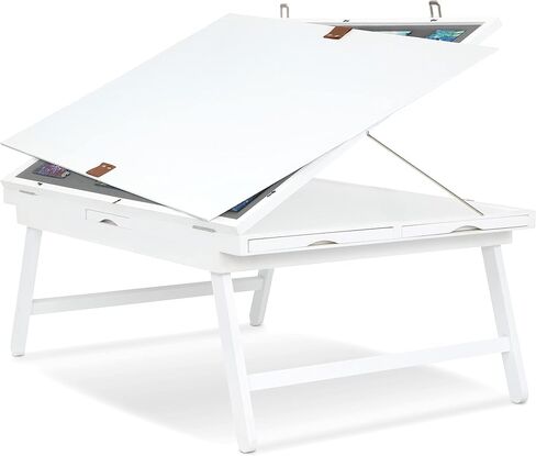 رف لوحة ألغاز مائلة من Jumbl Premium مكون من 1000 قطعة مع سطح لباد و6 أدراج فرز قابلة للإزالة وغطاء متشابك | طاولة أحجية خشبية مقاس 23 بوصة × 31 بوصة مع أرجل | هيكل من الخشب الصلب المقوى in Kuwait