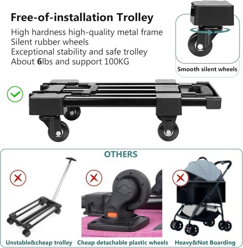 WOYYHO Shading Pet Cat Carrier with Wheels Airline Approved Rolling Pet Carrier for Small Medium Dog Cat Carrier on Wheels for Flight with Telescopic Handle and Silent Wheels, Black in Kuwait