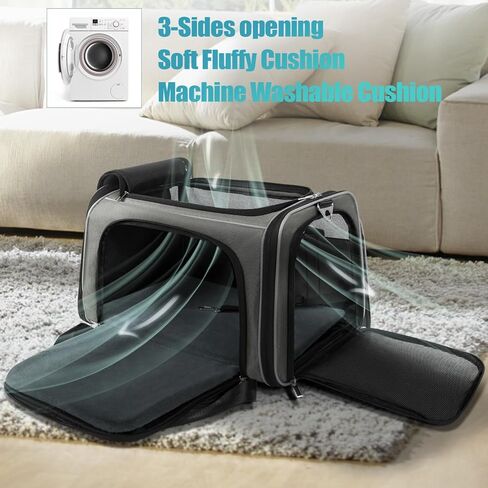 WOYYHO 20lbs 1680D Oxford Pet Cat Carrier Airline Approved Breathable Mesh Dog Travel Soft Sided Carrier for Small Medium Cat Dog Collapsible Tear Resistant Carrier for 2 Small Cats, Grey in Kuwait