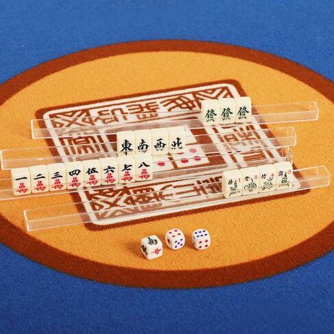 مجموعة ألعاب ماجونج صغيرة للسفر، مجموعة بلاط ماجونج صيني مع 146 بلاطًا عاجيًا (0.8 بوصة)، 4 رفوف وحقيبة حمل حمراء، مجموعة ألعاب ماه جونج المحمولة وخفيفة الوزن in Kuwait