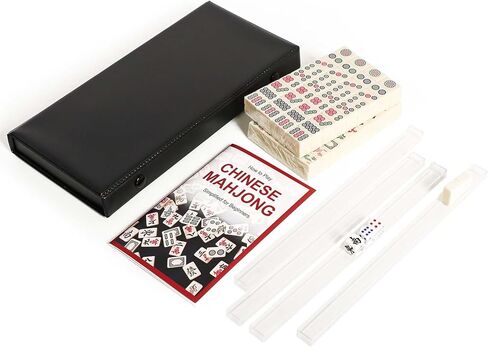 مجموعة ألعاب ماجونج صغيرة للسفر، مجموعة بلاط ماجونج صيني مع 146 بلاطًا عاجيًا (0.8 بوصة)، 4 رفوف وحقيبة حمل حمراء، مجموعة ألعاب ماه جونج المحمولة وخفيفة الوزن in Kuwait