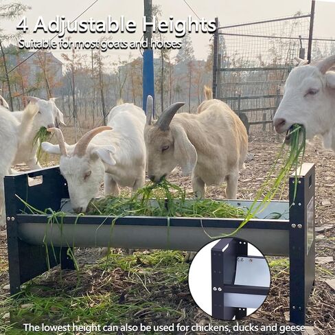 وحدة تغذية الماشية المحمولة من BUYYAH، سعة 66 رطلاً، وحدة تغذية الماشية، حوض تغذية قابل للتعديل، سهل التجميع والحمل، تغذية الماعز والأغنام والخيول للمزارع، أسود in Kuwait