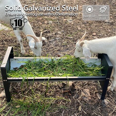 وحدة تغذية الماشية المحمولة من BUYYAH، سعة 66 رطلاً، وحدة تغذية الماشية، حوض تغذية قابل للتعديل، سهل التجميع والحمل، تغذية الماعز والأغنام والخيول للمزارع، أسود in Kuwait