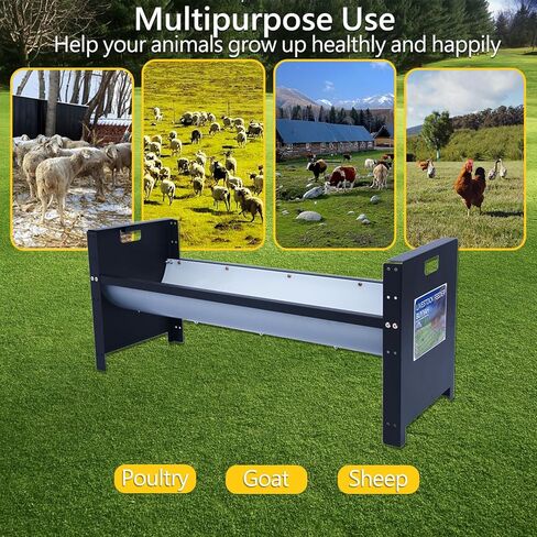 وحدة تغذية الماشية المحمولة من BUYYAH، سعة 66 رطلاً، وحدة تغذية الماشية، حوض تغذية قابل للتعديل، سهل التجميع والحمل، تغذية الماعز والأغنام والخيول للمزارع، أسود in Kuwait