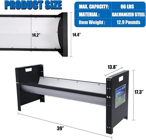 وحدة تغذية الماشية المحمولة من BUYYAH، سعة 66 رطلاً، وحدة تغذية الماشية، حوض تغذية قابل للتعديل، سهل التجميع والحمل، تغذية الماعز والأغنام والخيول للمزارع، أسود in Kuwait