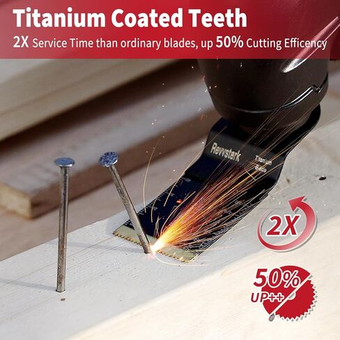 16PCS Titanium Oscillating Tool Blades, Revvstark Oscillating Saw Blades for Metal Nails Hard Material Wood Plastic, Multitool Blades Kits Fit for Dewalt Bosch Milwaukee Ryobi, with Storage Case in Kuwait