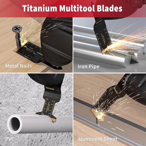 16PCS Titanium Oscillating Tool Blades, Revvstark Oscillating Saw Blades for Metal Nails Hard Material Wood Plastic, Multitool Blades Kits Fit for Dewalt Bosch Milwaukee Ryobi, with Storage Case in Kuwait