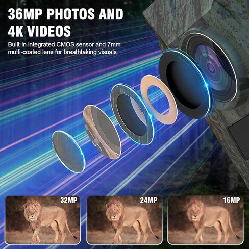 كاميرات LEEDEER Game Hunting Cameras 36MP 4K Trail مع رؤية ليلية، مشغل 0.2 ثانية، زاوية واسعة، نطاق 80 قدمًا، IP66، شاشة LCD 2 بوصة، بطاقة TF سعة 32 جيجابايت - لمراقبة الحياة البرية في الهواء الطلق وأمن المنزل in Kuwait