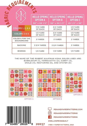 Pen & Paper Patterns Hello Spring Quilt Pattern in Saudi Arabia