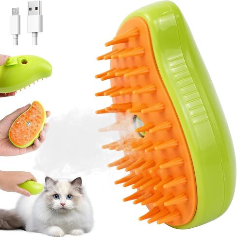 فرشاة بخار للقطط، 3 في 1 فرشاة بخار للقطط للتدليك، فرشاة بخار للتنظيف الذاتي للقطط، فرشاة سيليكون بخارية قابلة لإعادة الشحن للحيوانات الأليفة، فرشاة متعددة الوظائف للعناية بالقطط لإزالة الشعر المتشابك والفضفاض in Kuwait