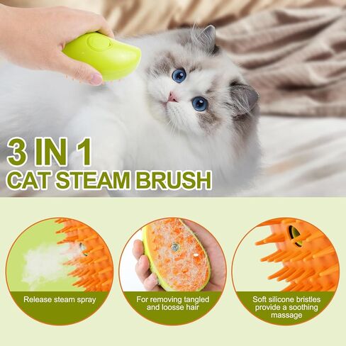 فرشاة بخار للقطط، 3 في 1 فرشاة بخار للقطط للتدليك، فرشاة بخار للتنظيف الذاتي للقطط، فرشاة سيليكون بخارية قابلة لإعادة الشحن للحيوانات الأليفة، فرشاة متعددة الوظائف للعناية بالقطط لإزالة الشعر المتشابك والفضفاض in Kuwait