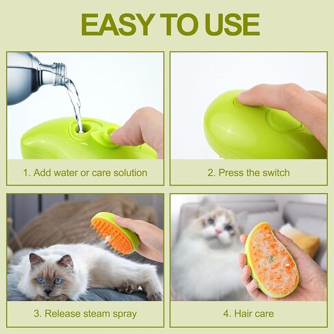 فرشاة بخار للقطط، 3 في 1 فرشاة بخار للقطط للتدليك، فرشاة بخار للتنظيف الذاتي للقطط، فرشاة سيليكون بخارية قابلة لإعادة الشحن للحيوانات الأليفة، فرشاة متعددة الوظائف للعناية بالقطط لإزالة الشعر المتشابك والفضفاض in Kuwait