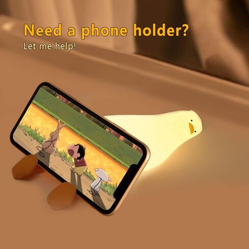 ضوء ليلي على شكل بطة مسطحة مستلقية، ضوء ليلي على شكل حيوان LED اسفنجي للأطفال، بطة مضيئة لطيفة، مصباح بجانب السرير من السيليكون قابل للتعتيم، مصباح لمس بجانب السرير قابل لإعادة الشحن لحضانة الرضاعة الطبيعية in Kuwait