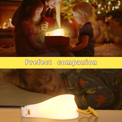 ضوء ليلي على شكل بطة مسطحة مستلقية، ضوء ليلي على شكل حيوان LED اسفنجي للأطفال، بطة مضيئة لطيفة، مصباح بجانب السرير من السيليكون قابل للتعتيم، مصباح لمس بجانب السرير قابل لإعادة الشحن لحضانة الرضاعة الطبيعية in Kuwait