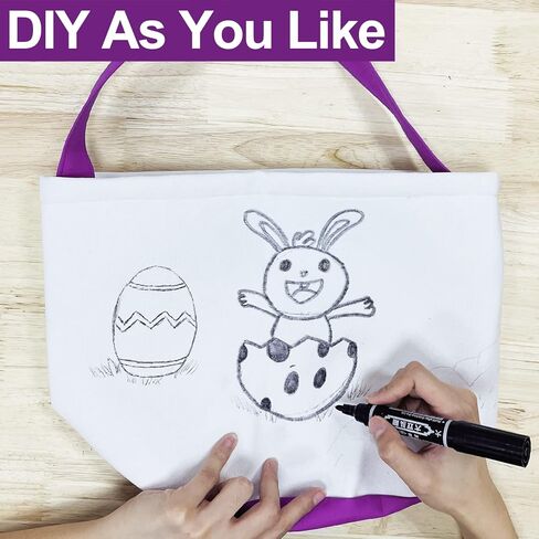 TURNMEON 3 عبوات من سلال بيض عيد الفصح للأطفال، سلال من القماش مخصصة لأرنب عيد الفصح، دلو حمل الهدايا مع ذيل أرنب رقيق للفتيات والأولاد، بيض عيد الفصح، لعبة زينة لحفلات عيد الفصح in Kuwait