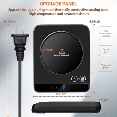 جهاز تدفئة القدح من ميسبي، جهاز تدفئة أكواب القهوة لتقديمها كهدية للمكتب والقهوة، جهاز تدفئة المشروبات للاستخدام في المكتب المنزلي، إيقاف تلقائي، تقنية استشعار الضغط، تقنية اللمس والتحكم الرقمي في درجة الحرارة، 131-194 درجة فهرنهايت، أسود in Kuwait