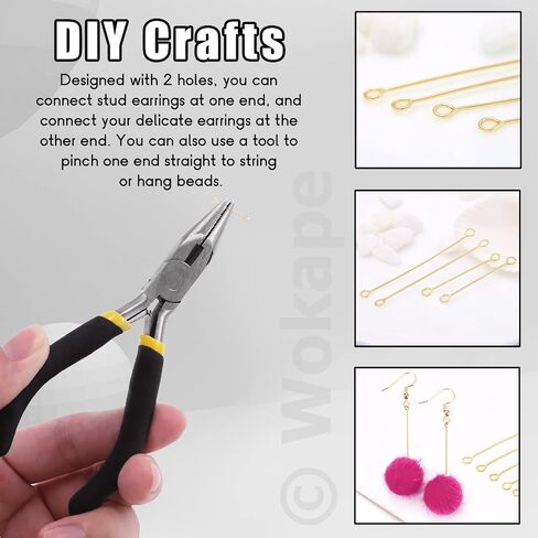 781Pcs 3 Colors Double Eye Pins with Pliers, Stainless Steel Wire Head Pins Double-end Loops Eyepins for DIY Jewelry Findings Making in Saudi Arabia