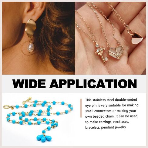 781Pcs 3 Colors Double Eye Pins with Pliers, Stainless Steel Wire Head Pins Double-end Loops Eyepins for DIY Jewelry Findings Making in Saudi Arabia