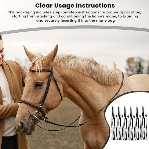 حقائب يد الحصان من رانش - تحمي عرف الحصان من الرياح والشمس والطين وتمنع التشابك والاحتكاك والكسر | مصنوع من الليكرا والنايلون - أبيض in Kuwait